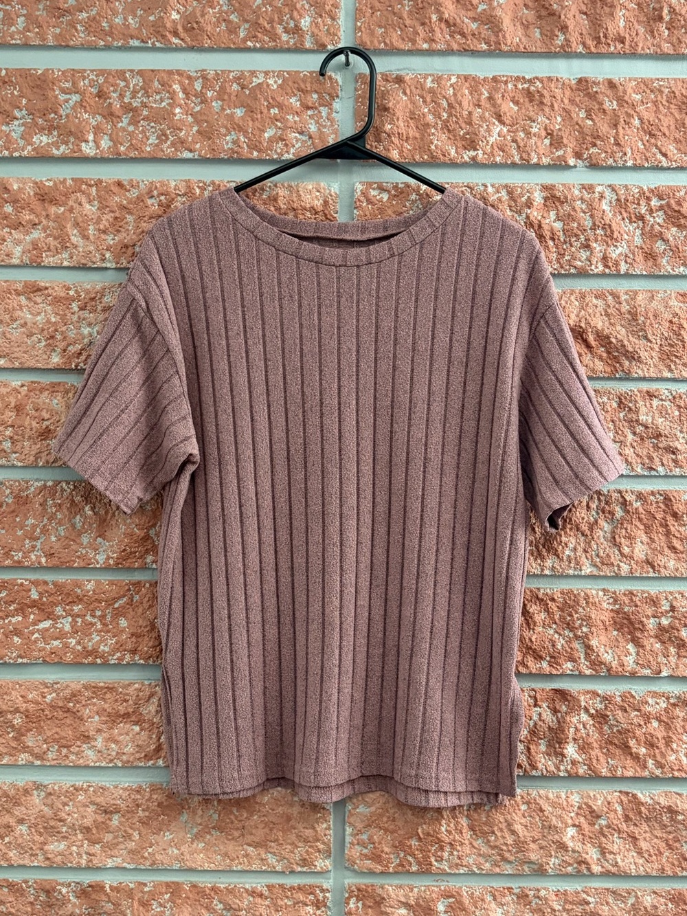 🌟Relaxed Ribbed Short-Sleeve Top in Mauve